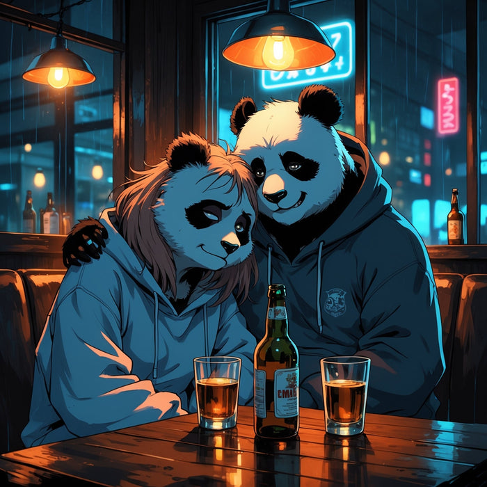 Zwei betrunkene Pandas die Rummachen